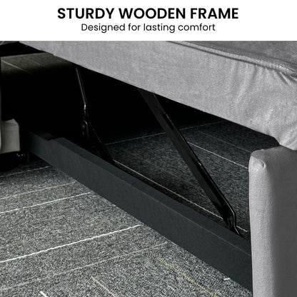 Sarantino Fenton 2-Seater Velvet Sofa Bed in Dark Grey