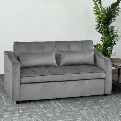 Sarantino Fenton 2-Seater Velvet Sofa Bed in Dark Grey