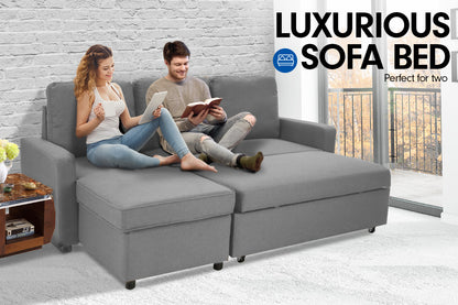 Sarantino 3-Seater Corner Sofa Bed Lounge Storage Chaise Couch L.Grey