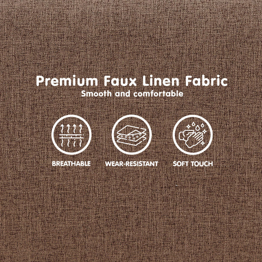Sarantino 3 Seater Modular Linen Fabric Sofa Bed Couch Futon - Brown