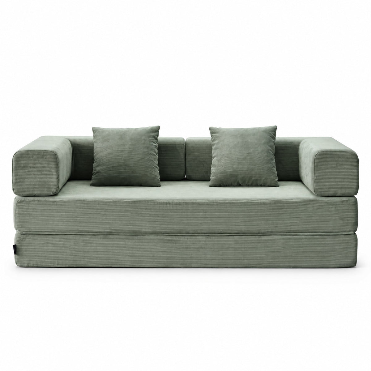Sarantino Lume 1.9m Convertible Sofa Bed Green Corduroy Folding Foam Couch Double Floor Daybed Chaise Lounge