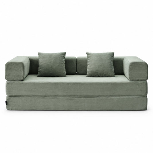 Sarantino Lume 1.9m Convertible Sofa Bed Green Corduroy Folding Foam Couch Double Floor Daybed Chaise Lounge