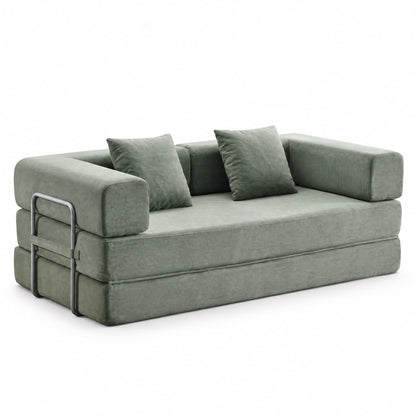 Sarantino Lume 1.9m Convertible Sofa Bed Green Corduroy Folding Foam Couch Double Floor Daybed Chaise Lounge
