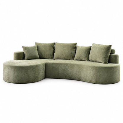 Sarantino Nuvola 2.65m Curved Cloud Sofa with Chaise Green Chenille Sectional Couch Lounge in a Box No Assembly