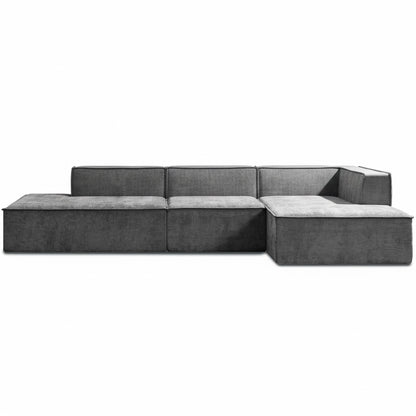 Sarantino Vani 3 Seater Modular Sofa Set Chaise High Density Foam Cushions Durable Fabric Upholstery Dark Grey