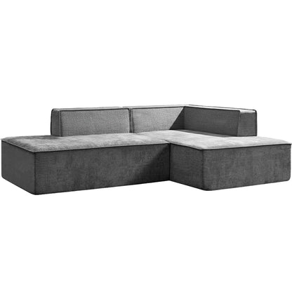 Sarantino Vani 3 Seater Modular Sofa Set Chaise High Density Foam Cushions Durable Fabric Upholstery Dark Grey