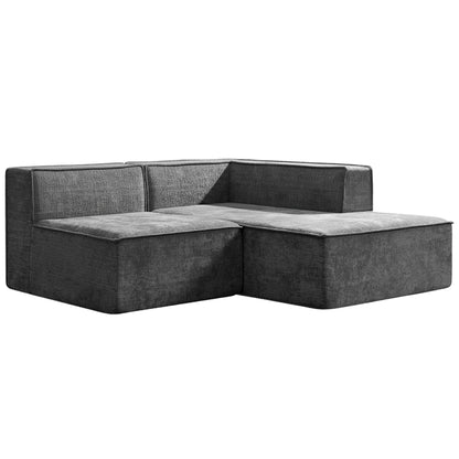 Sarantino Vani 3 Seater Modular Sofa Set Chaise High Density Foam Cushions Durable Fabric Upholstery Dark Grey