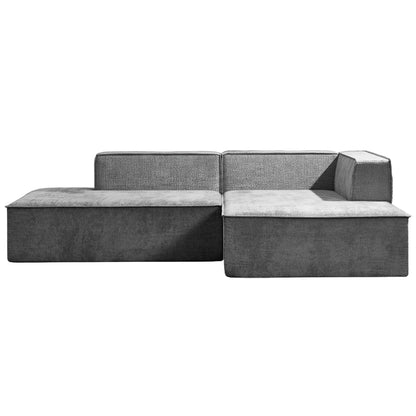 Sarantino Vani 3 Seater Modular Sofa Set Chaise High Density Foam Cushions Durable Fabric Upholstery Dark Grey