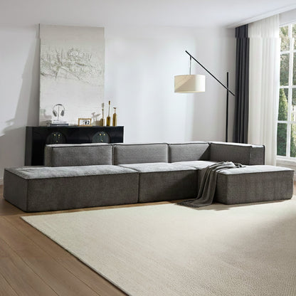 Sarantino Vani 3 Seater Modular Sofa Set Chaise High Density Foam Cushions Durable Fabric Upholstery Dark Grey