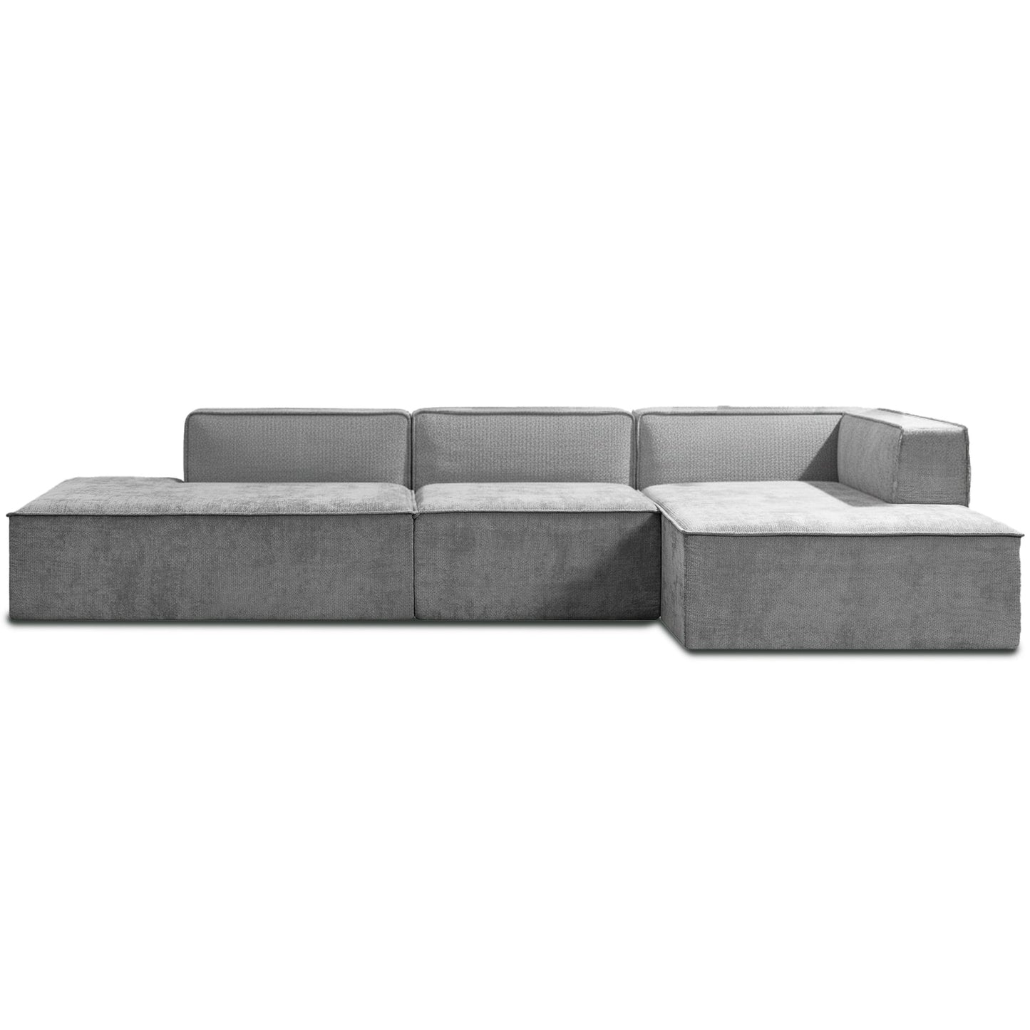 Sarantino Vani 3 Seater Modular Sofa Set Chaise High Density Foam Cushions Durable Fabric Upholstery Light Grey