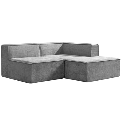 Sarantino Vani 3 Seater Modular Sofa Set Chaise High Density Foam Cushions Durable Fabric Upholstery Light Grey