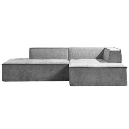 Sarantino Vani 3 Seater Modular Sofa Set Chaise High Density Foam Cushions Durable Fabric Upholstery Light Grey