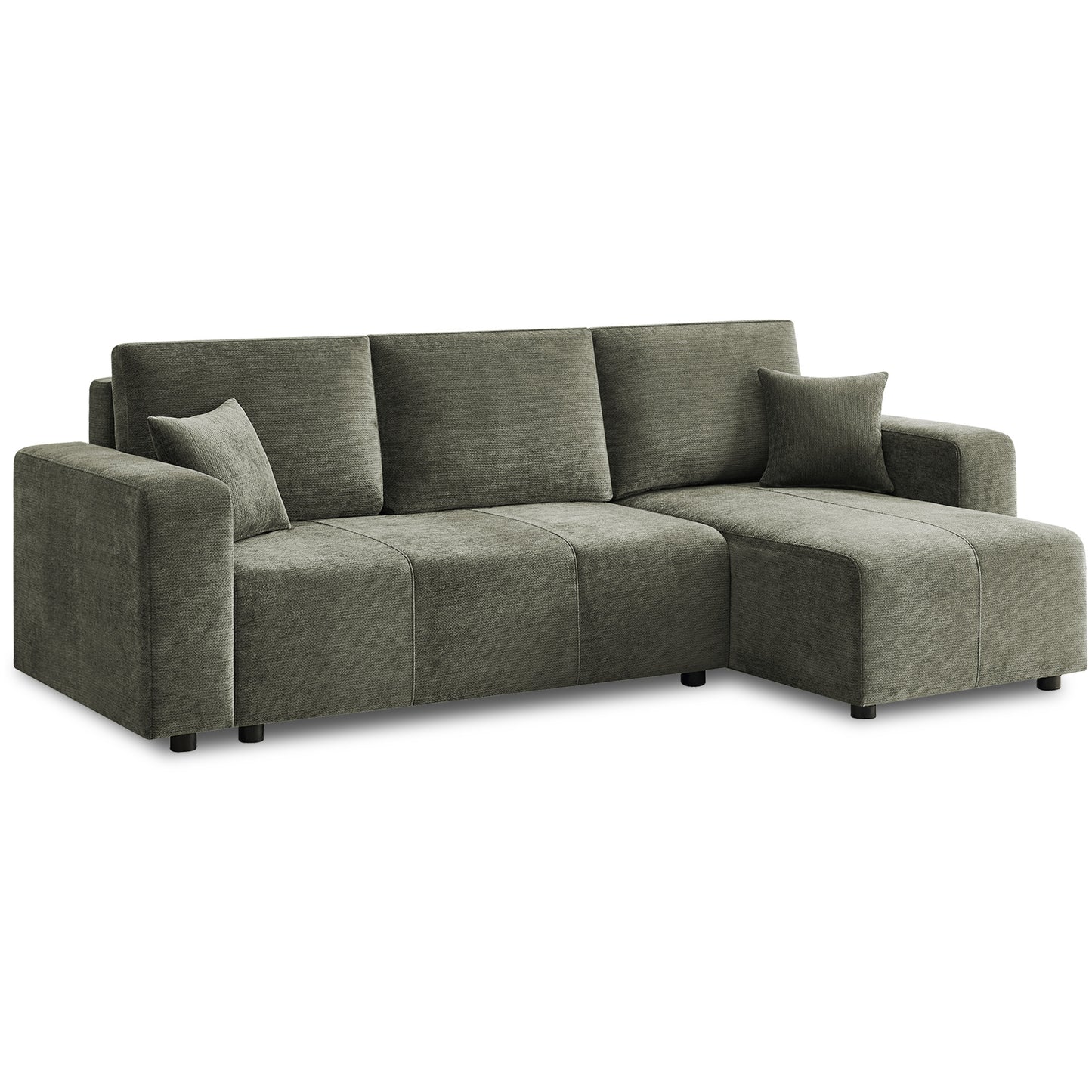 Sarantino Caliana Reversible L Shape Sofa Bed with Storage & Backrest - Green