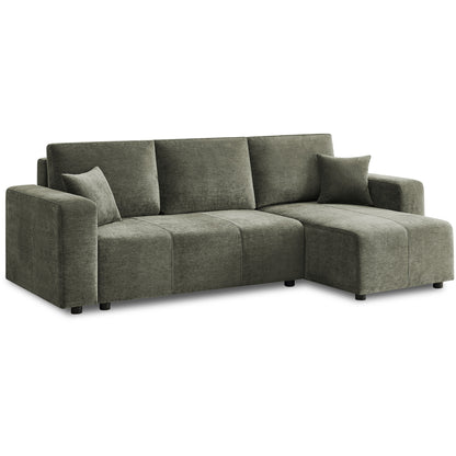 Sarantino Caliana Reversible L Shape Sofa Bed with Storage & Backrest - Green