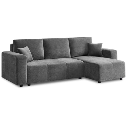 Sarantino Caliana Reversible L Shape Sofa Bed with Storage & Backrest - Grey