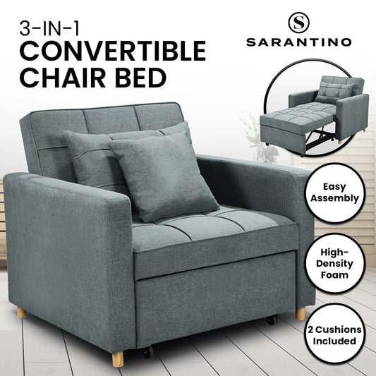 Suri 3-in-1 Convertible Sofa Chair Bed by Sarantino -  Airforce Blue