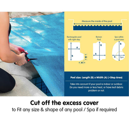 500 Micron Solar Swimming Pool Cover 8.5m x 4.2m - Blue
