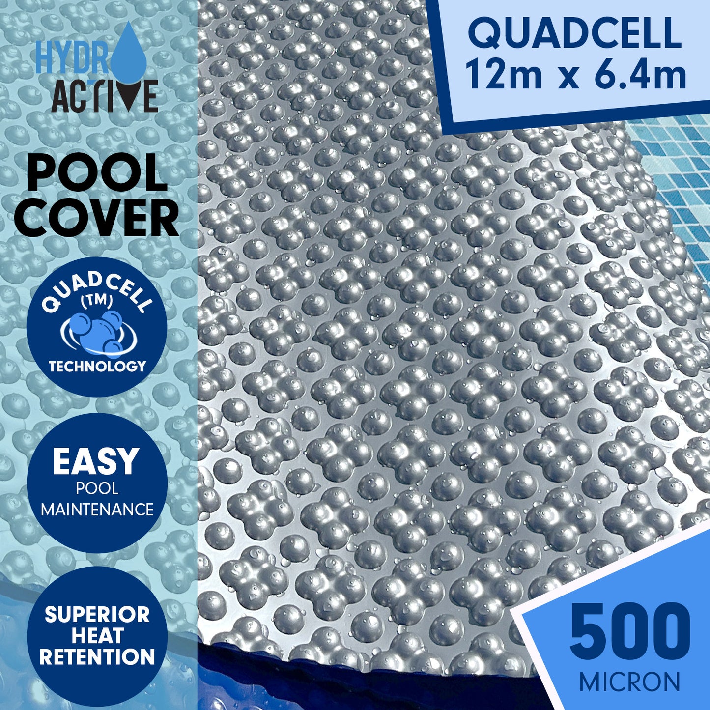 HydroActive QuadCell Swimming Pool Cover 500 Micron 12m x 6.4m