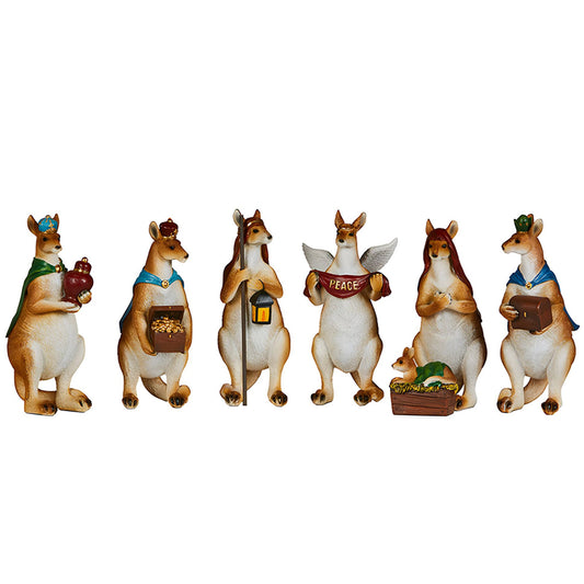 Christabelle 17cm Kangaroo Christmas Nativity Scene Christmas Tree Decoration Ornaments 7 Piece Set