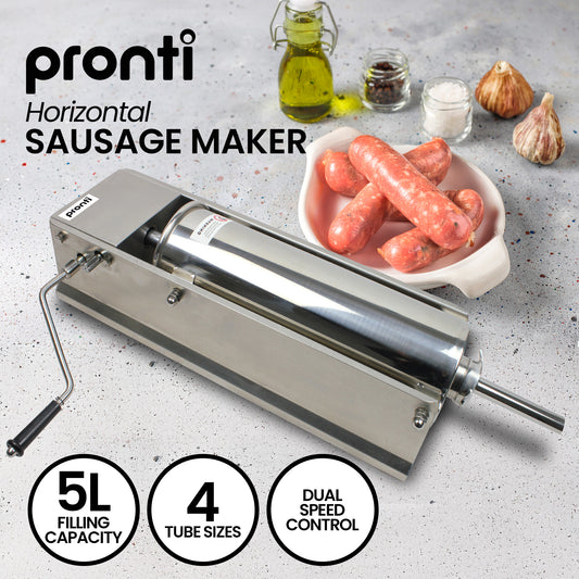 Pronti 5L Stainless Steel Horizontal Sausage Stuffer