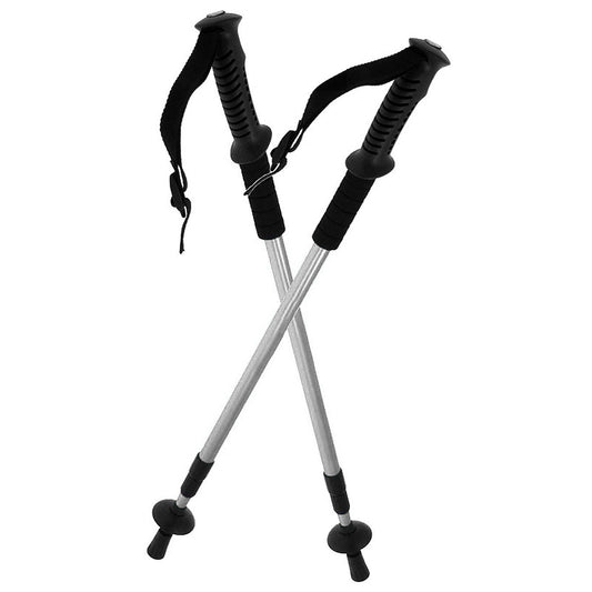 Powertrain Anti-Shock Trekking Hiking Poles Sticks Pair - Silver