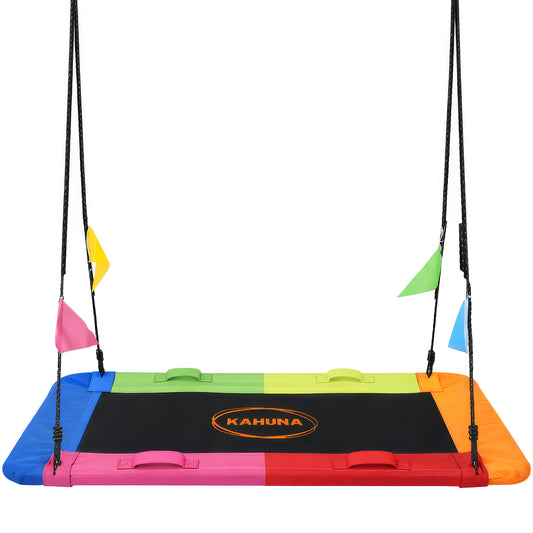 Kahuna Heavy Duty 60 Inch Rectangular Tree Swing with Adjustable Lifting Ropes Foam Padded Tubes and Full Accessory Kit