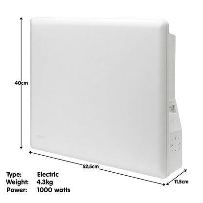 Nobo 1000W Compact Electric Panel Heater with Castors & Wall Mount - Refurbished