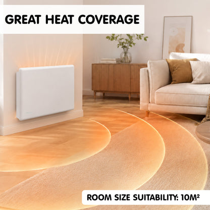 Nobo 1000W Compact Electric Panel Heater with Castors & Wall Mount - Refurbished