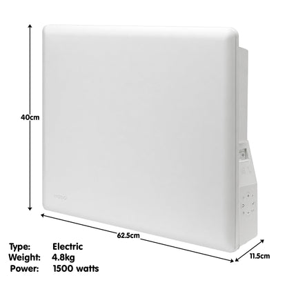 Nobo 1500W Compact Electric Panel Heater with Castors & Wall Mount - Refurbished