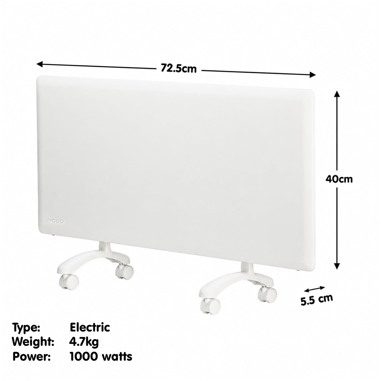 Nobo 1000W Slimline Electric Panel Heater with Timer - Refurbished