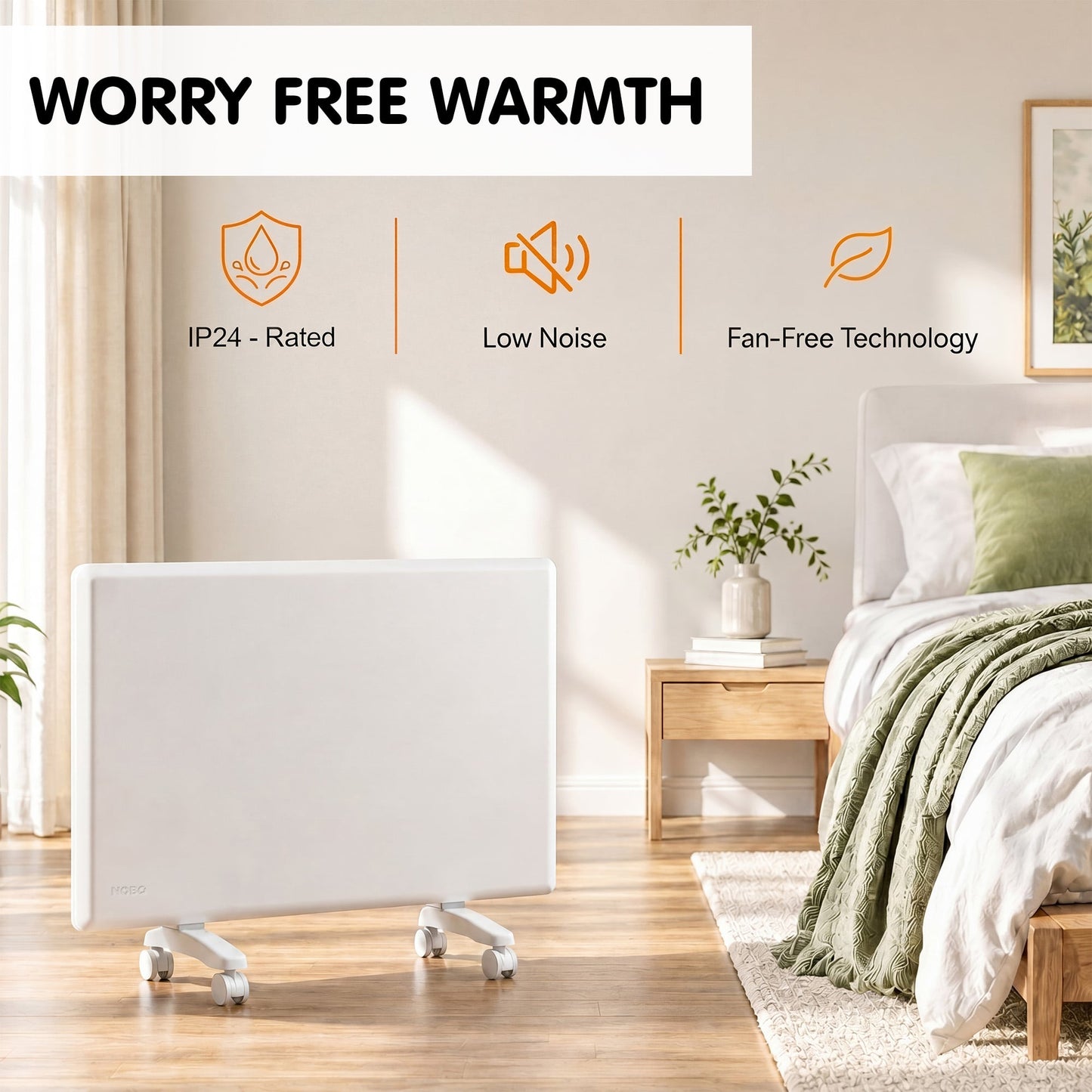 Nobo 1000W Slimline Electric Panel Heater with Timer - Refurbished