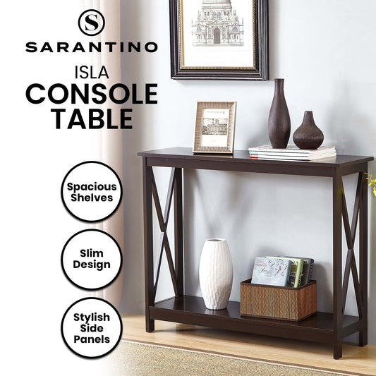 Sarantino Isla X-Frame Console Table - Espresso