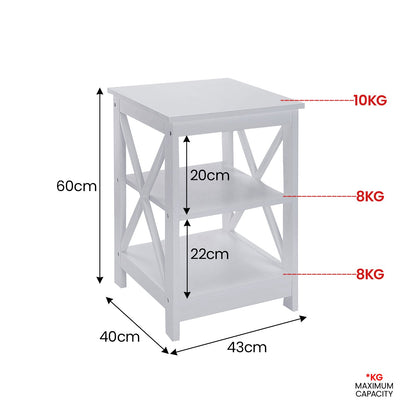 Sarantino Orson 2-Tier Bedside Table - White