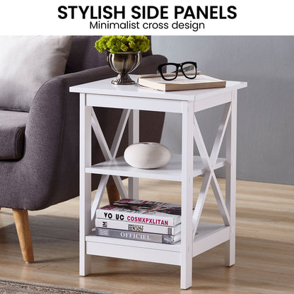 Sarantino Orson 2-Tier Bedside Table - White