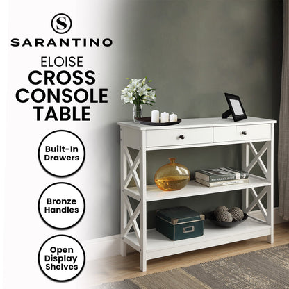 Sarantino Eloise Cross Console Table - White