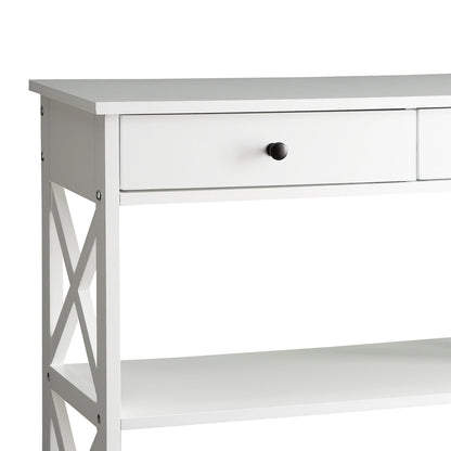 Sarantino Eloise Cross Console Table - White