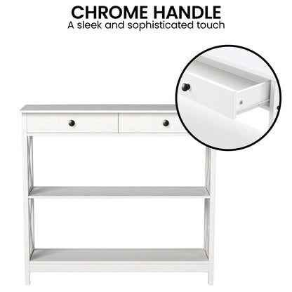 Sarantino Eloise Cross Console Table - White