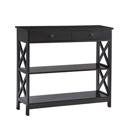 Sarantino Eloise Cross Console Table - Black