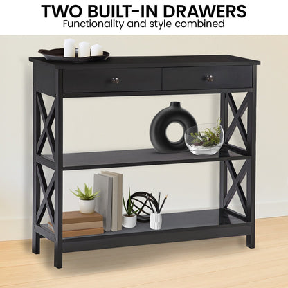 Sarantino Eloise Cross Console Table - Black