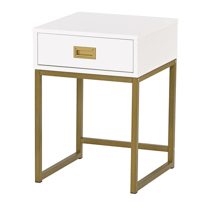 Sarantino Emilia Bedside Table Night Stand - White Gold