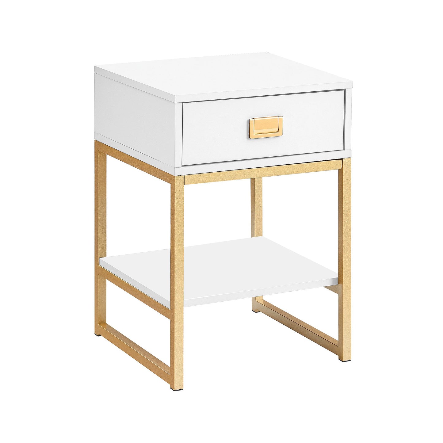 Sarantino Alessia Bedside Table - White/Gold