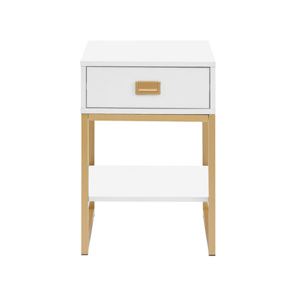 Sarantino Alessia Bedside Table - White/Gold