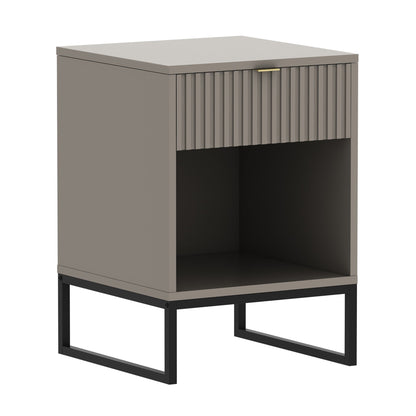 Sarantino Elton Fluted Grey Bedside Table