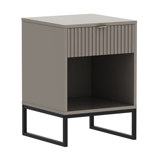Sarantino Elton Fluted Grey Bedside Table