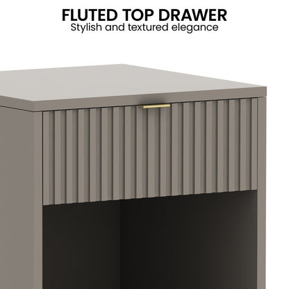 Sarantino Elton Fluted Grey Bedside Table