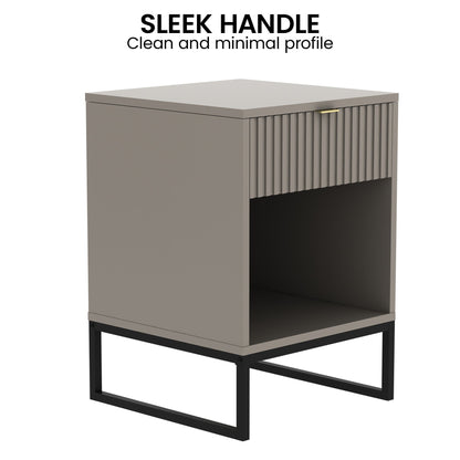 Sarantino Elton Fluted Grey Bedside Table