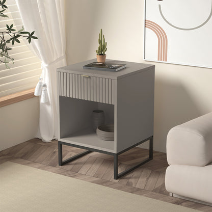 Sarantino Elton Fluted Grey Bedside Table