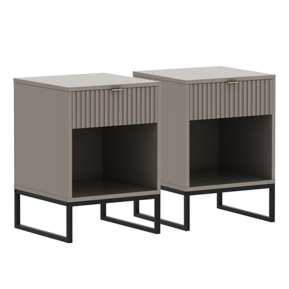 Sarantino Elton Fluted Grey Bedside Table