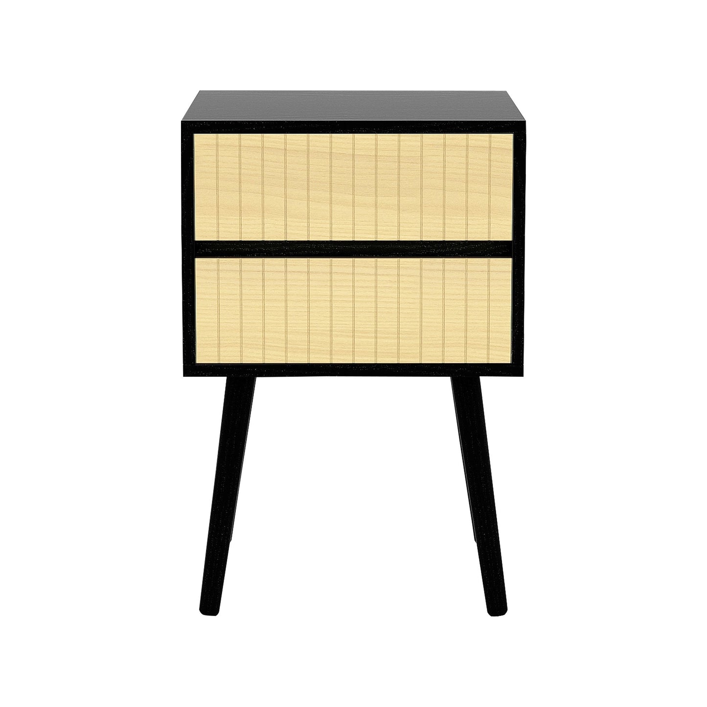 Sarantino Ivan Bedside Table Night Stand - Black Natural