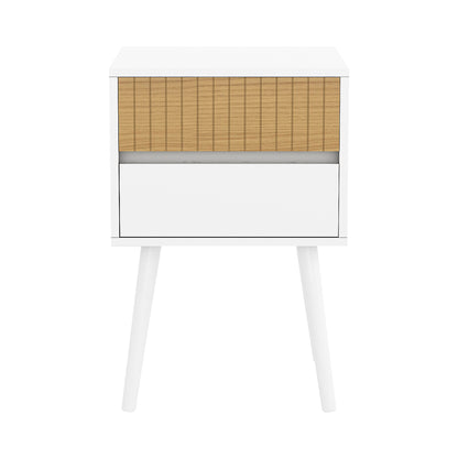 Sarantino Clio Bedside Table Night Stand - White/Natural